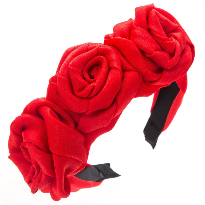 Diadema de tela con rosas hecha a mano para mujer, producción de flores artificiales retro, accesorios para el cabello elegantes y de alta gama