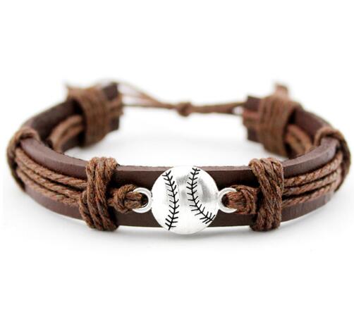 Basketball Football Soccer Softball Volleyball Leather Bracelets