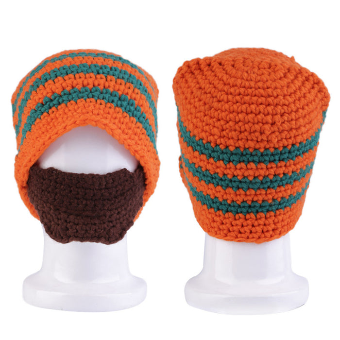 Gorro creativo de invierno cálido hecho a mano de punto con barba de ganchillo máscara para bicicleta gorro de esquí sombreros divertidos regalo de Navidad gorros Unisex para Festival