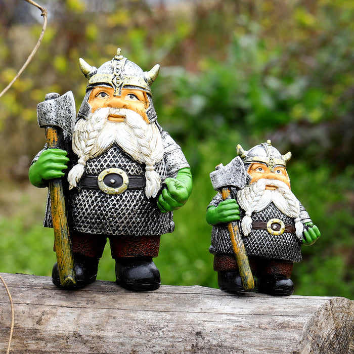 Viking Dwarf Dwarf Goblin Victor Take Axe Take Hammer Garden Resin Crafts Ornaments