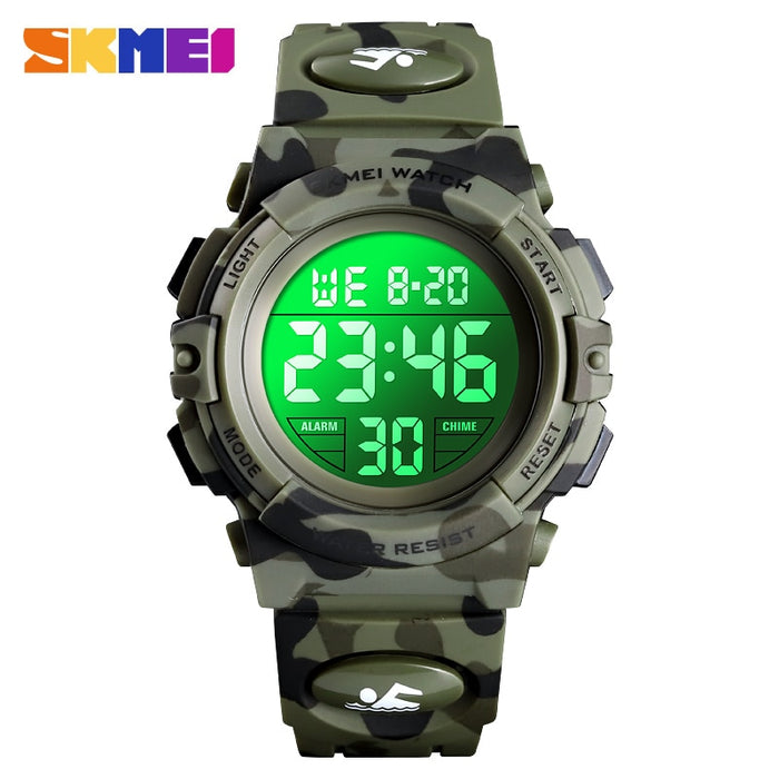 SKMEI 1548 Relojes deportivos militares para niños 50M Reloj de pulsera electrónico resistente al agua Cronómetro Reloj Reloj digital para niños y niñas 