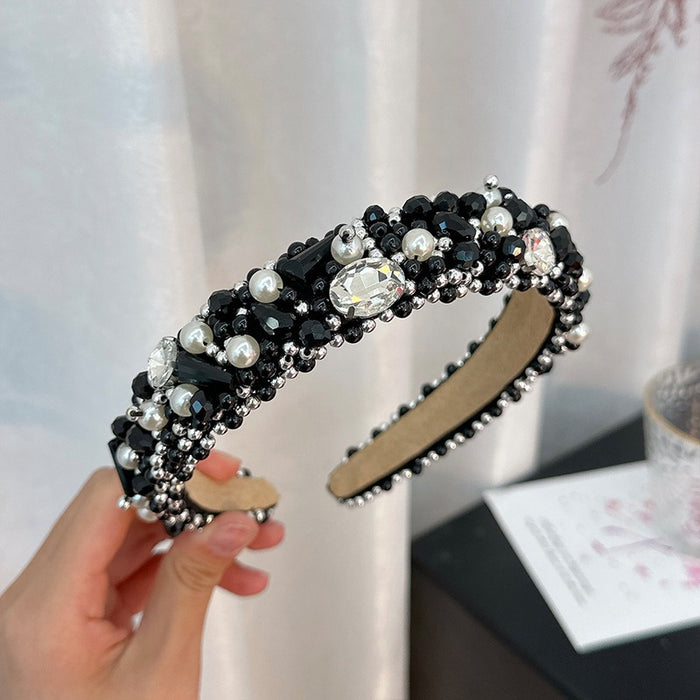 Fashion Handmade Beaded Crystal Pearl Hair Band