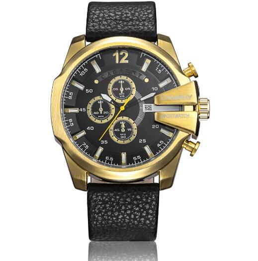 Cagarny Relojes militares Reloj de cuarzo para hombre Correa de cuero Relojes de pulsera deportivos