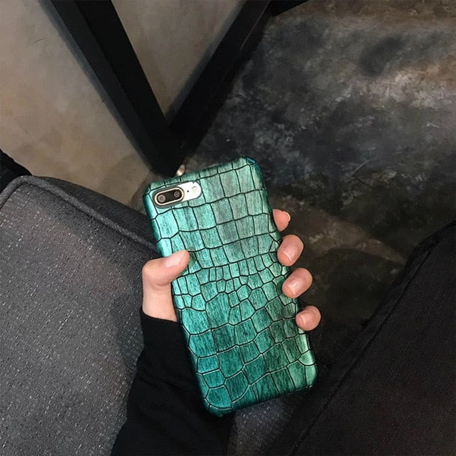 3D Crocodile Phone Case For iPhone 8 X S XS 7Plus Cool Leather Pattern Case