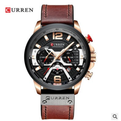 Relojes deportivos informales CURREN para hombre, parte de arriba de color azul, reloj de pulsera de Cuero militar de lujo, reloj de pulsera para hombre, reloj de pulsera con cronógrafo de moda