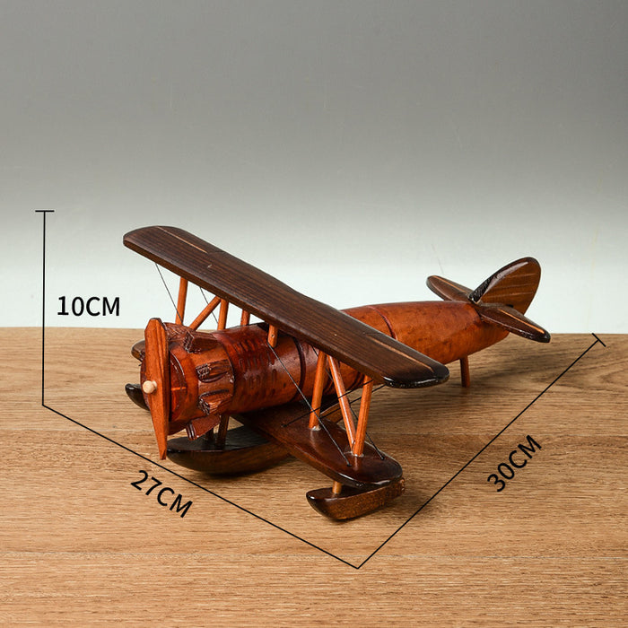 Vintage Wood Aircraft Decoration Creative Home Tabletop Model Aircraft Decoration Wooden Crafts