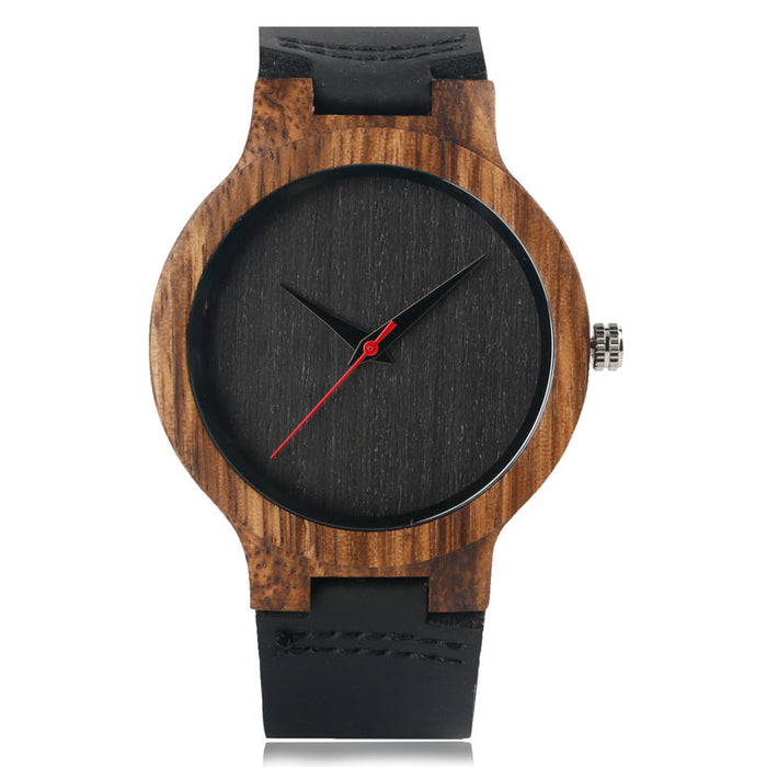 Relojes de madera Reloj de cuarzo Hombres Bambú Reloj de pulsera moderno Analógico Naturaleza Madera Cuero suave Regalos creativos de cumpleaños