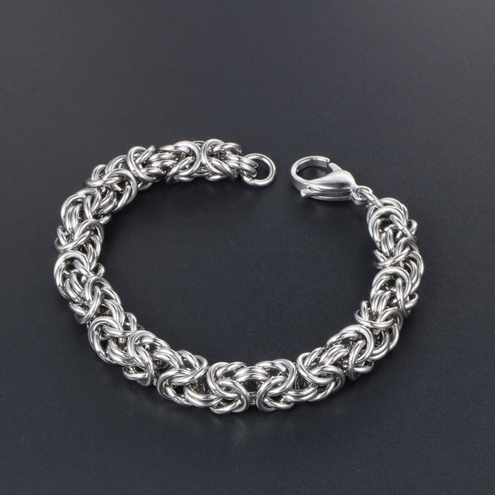 European and American personalized braided men's titanium steel bracelet trendy cool punk handmade chain fashion accessories