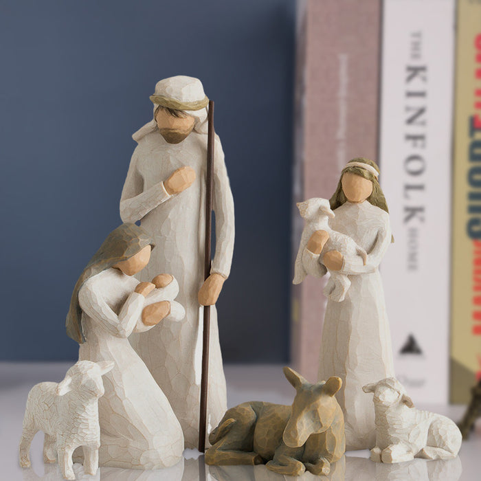 Manger Group Ornament Religious Nativity Six-Piece Ornament Resin Crafts