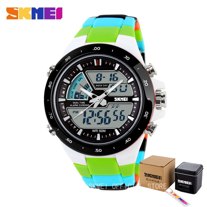 Reloj deportivo SKMEI 1016, reloj despertador informal a la moda para hombre, reloj de pulsera con pantalla Dual militar resistente al agua, reloj Masculino 