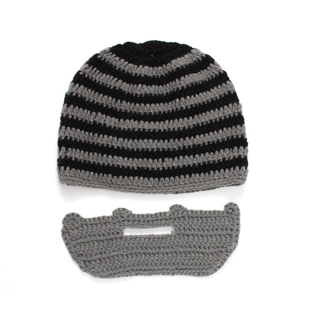 Gorro creativo de invierno cálido hecho a mano de punto con barba de ganchillo máscara para bicicleta gorro de esquí sombreros divertidos regalo de Navidad gorros Unisex para Festival