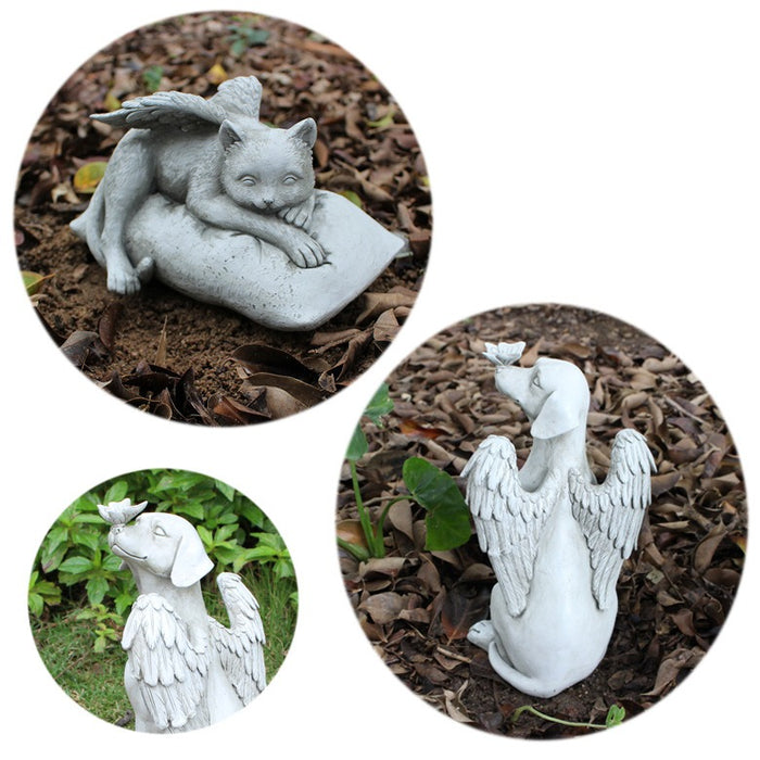 Resin Crafts Angel Cat Dog Imitation Stone