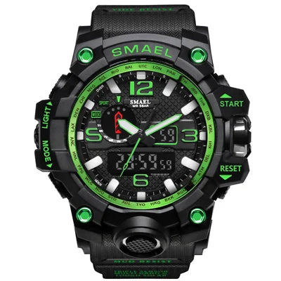 Dual Display Mens Military Quartz Wristwatch Men Resistant Sports Digital Watch