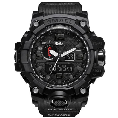 Dual Display Mens Military Quartz Wristwatch Men Resistant Sports Digital Watch