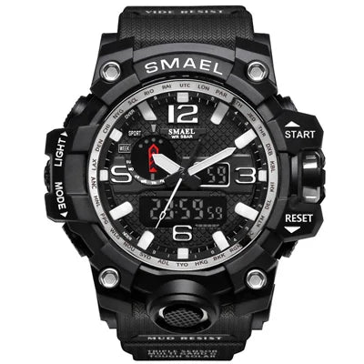 Reloj de pulsera de cuarzo militar para hombre con pantalla dual Reloj digital deportivo resistente para hombres