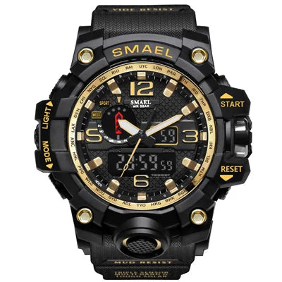 Dual Display Mens Military Quartz Wristwatch Men Resistant Sports Digital Watch