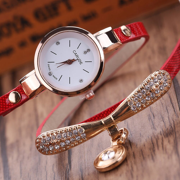 Relojes de mujer, reloj de pulsera informal, reloj de mujer con banda de cuero, reloj de cuarzo analógico con diamantes de imitación, reloj femenino