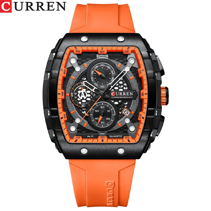 CURREN 8442 Reloj multifuncional para hombre con cinta de calendario de cuarzo de seis agujas resistente al agua para hombre