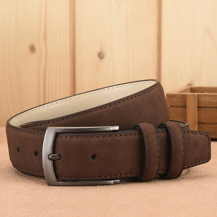 Belt, men's needle buckle, suede leather belt, male student retro casual belt, men's belt