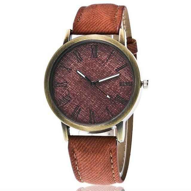 Reloj de pareja masculino y femenino escala romana La denim cinturón punk reloj