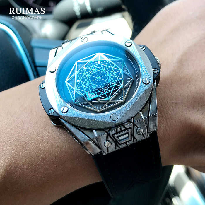 RUIMAS, relojes de cuarzo de lujo de la mejor marca, correa de cuero para hombres, reloj de pulsera deportivo militar para hombre, reloj impermeable, relojes masculinos 533G 