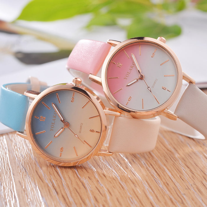 Reloj de cuarzo de cuero de marca para mujer, reloj de pulsera a la moda para mujer, reloj femenino masculino W50 