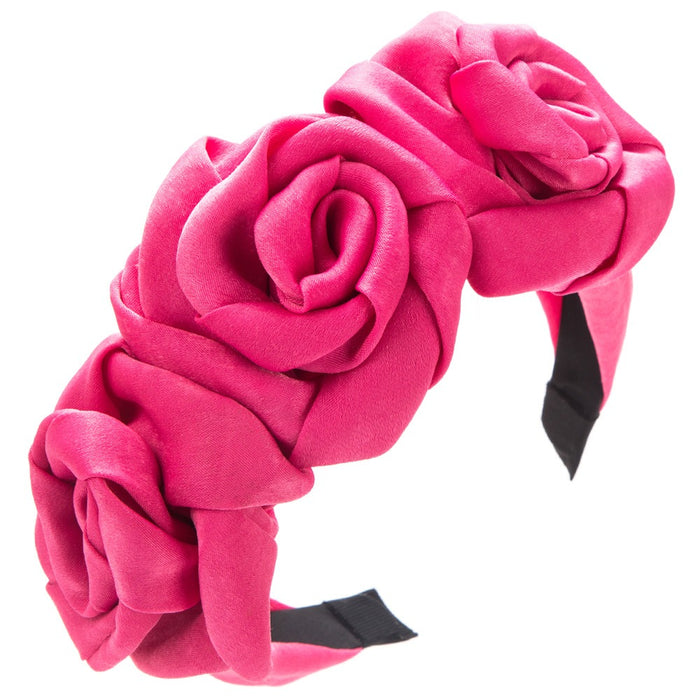 Handmade rose fabric headband for women, retro artificial flower production, elegant and high-end prom hair accessories