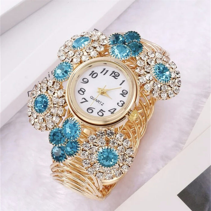 Reloj de pulsera para mujer con diamantes de imitación bohemios con incrustaciones de diamantes de agua y dije de estrella del cielo, reloj de cuarzo ligero de moda