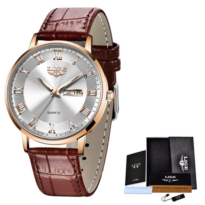 LIGE Reloj de Cuarzo Ultrafino para Mujer Reloj clásico para Mujer Reloj Impermeable con Calendario Doble Reloj con Correa de Malla Milán 