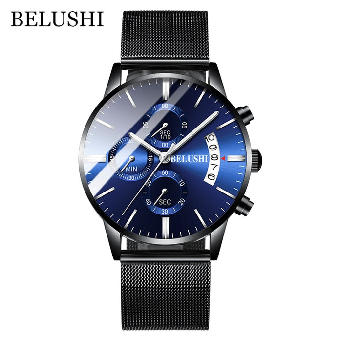 Reloj para hombre de marca de lujo BELUSHI, relojes casuales de negocios de alta gama para hombre, reloj de pulsera deportivo de cuarzo resistente al agua, reloj masculino