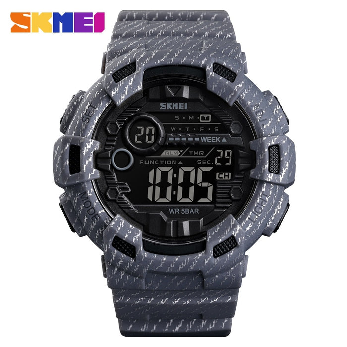 SKMEI 1472 Fashion Sport Watch Men Alarm Clock Cowboy Waterproof Week Display Men Watches Denim Digital Watch relogio masculino