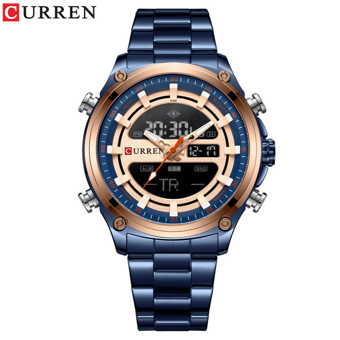 Men's Watch Dual Movement Quartz Electronic Watch Sports Steel Band Watch Men's Watch