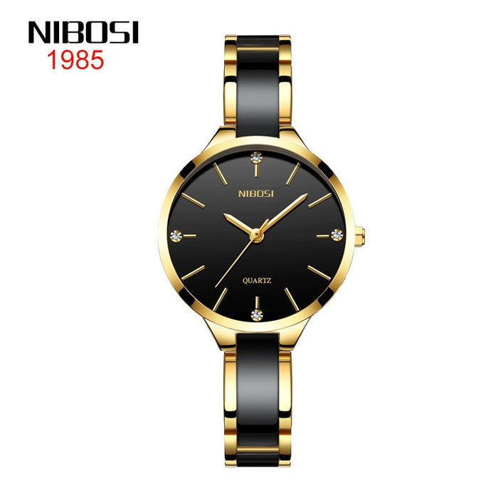 NIBOSI Luxury Ceramic Bracelet Watches Ladies Creative Quartz Watch For Women Female Clock Relogio Feminino Montre Femme 2330