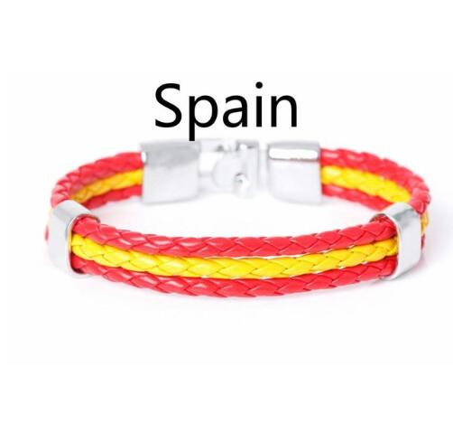 National Flag Leather Bracelets Sports Football Fans Jewelry