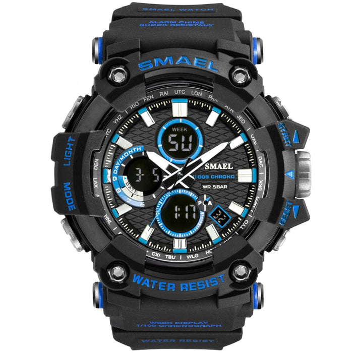 Reloj deportivo SMAEL 1802D, relojes de doble horario para hombre, resistente al agua hasta 50m, reloj masculino, relojes militares para hombres, relojes deportivos resistentes a golpes, regalos