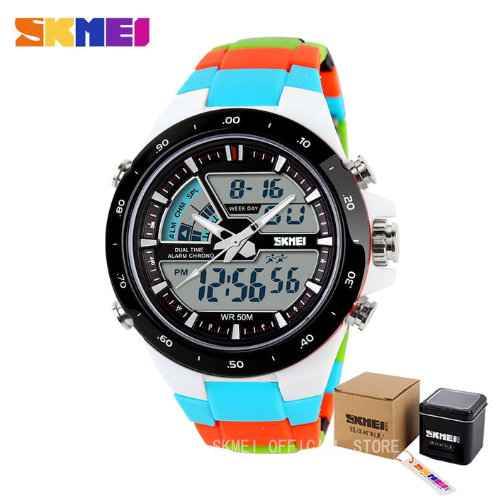 Reloj deportivo SKMEI 1016, reloj despertador informal a la moda para hombre, reloj de pulsera con pantalla Dual militar resistente al agua, reloj Masculino 