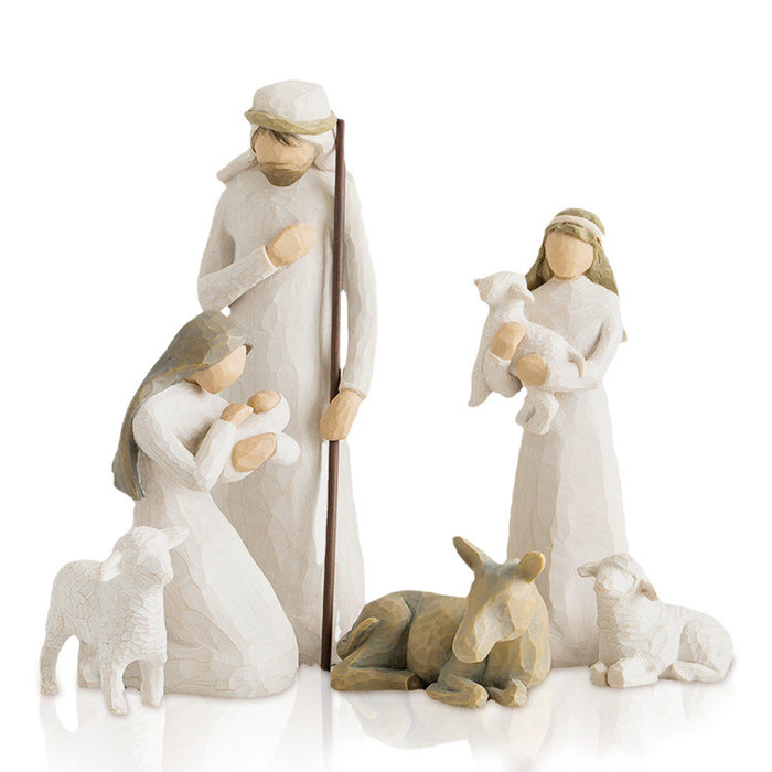 Manger Group Ornament Religious Nativity Six-Piece Ornament Resin Crafts