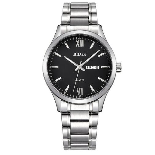 BIDEN Reloj de pulsera de lujo para hombre, correa de acero, relojes de cuarzo de negocios para hombre 0032