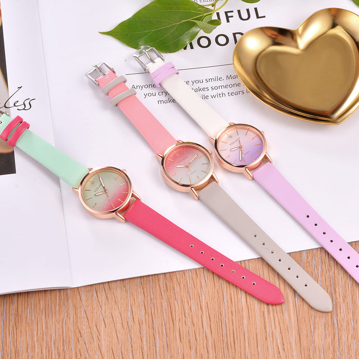 Reloj de cuarzo de cuero de marca para mujer, reloj de pulsera a la moda para mujer, reloj femenino masculino W50 