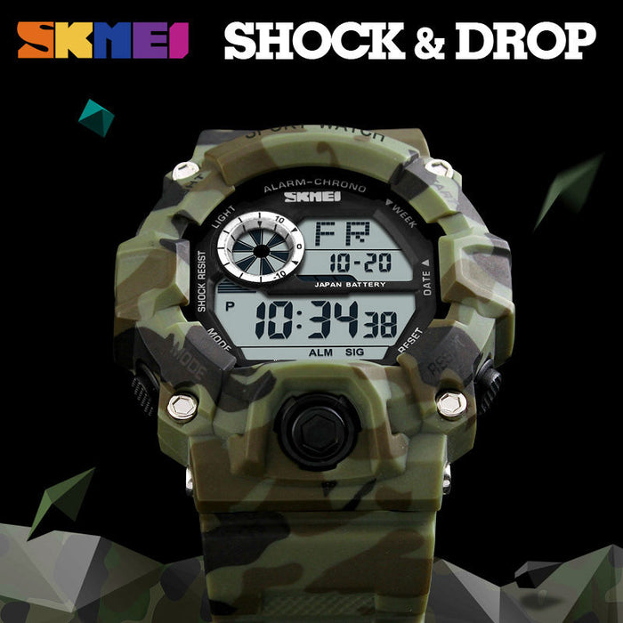 SKMEI 1019 Outdoor Sport Watch Men Alarm Clock 5Bar Waterproof Military Watches LED Display Shock Digital Watch Reloj Hombre