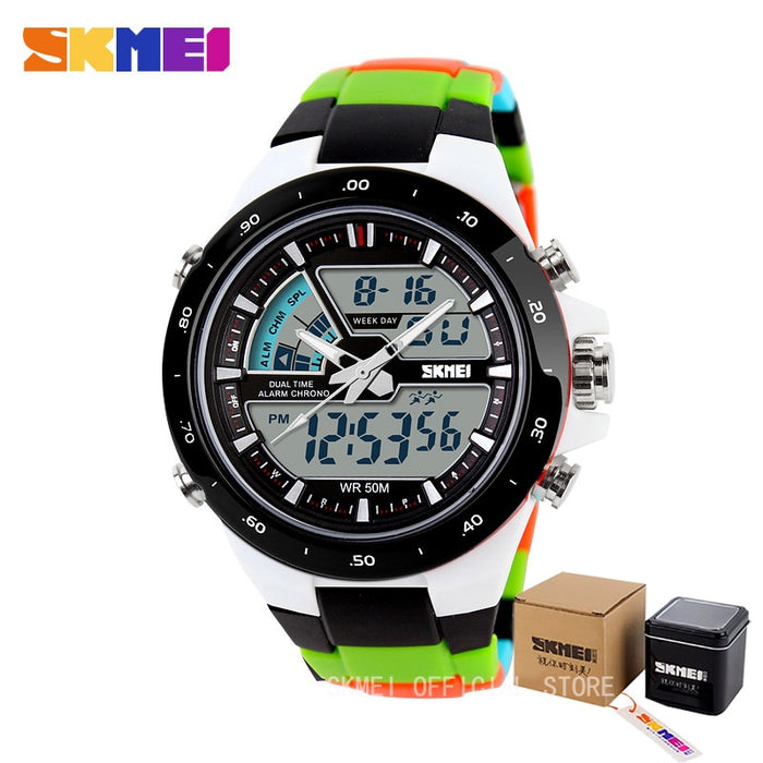 Reloj deportivo SKMEI 1016, reloj despertador informal a la moda para hombre, reloj de pulsera con pantalla Dual militar resistente al agua, reloj Masculino 