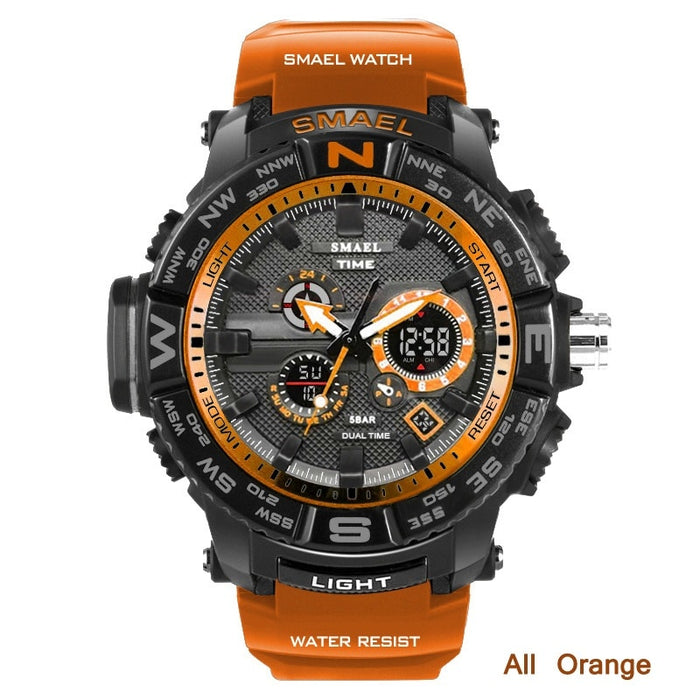 Relojes deportivos para hombre SMAEL 1531, reloj con pantalla dual, relojes de cuarzo electrónicos analógicos digitales LED para hombre, reloj masculino resistente al agua hasta 30M