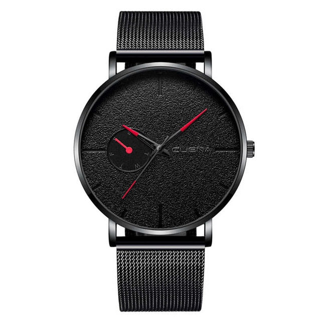 CUENA, reloj con correa de acero inoxidable de malla deportiva a la moda para hombre, reloj de cuarzo de lujo de marca superior, reloj informal para hombre