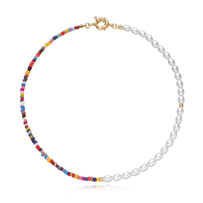 Gargantilla de perlas hecha a mano, Collar colorido con cuentas de semillas, Collar bohemio, fiesta en la playa de verano para mujeres y niñas, joyería de moda, regalos de fiesta