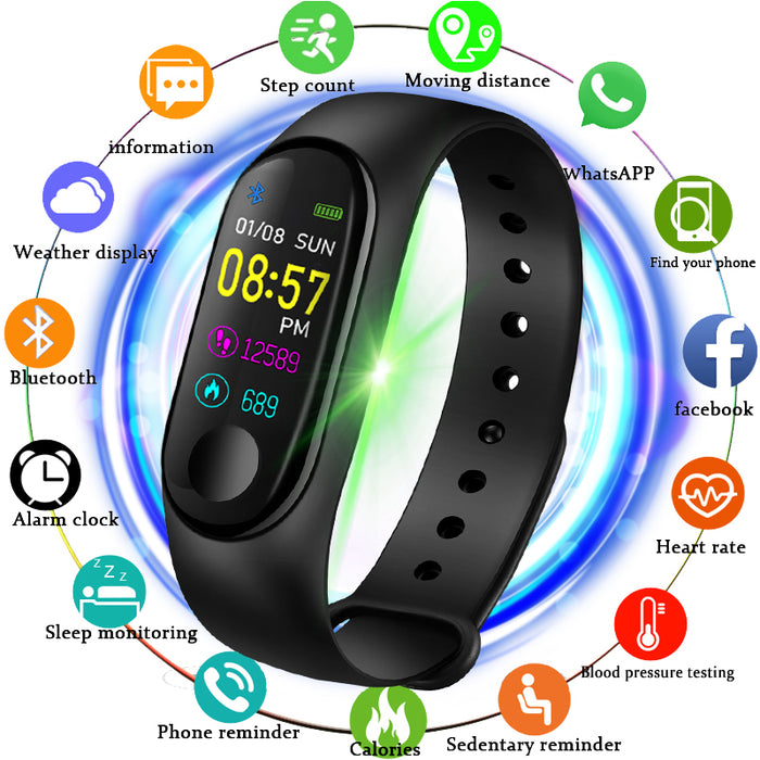 Reloj deportivo inteligente eThings M3 para mujer, reloj inteligente para hombre, monitor, seguidor Fitness de presión arterial y ritmo cardíaco, reloj podómetro