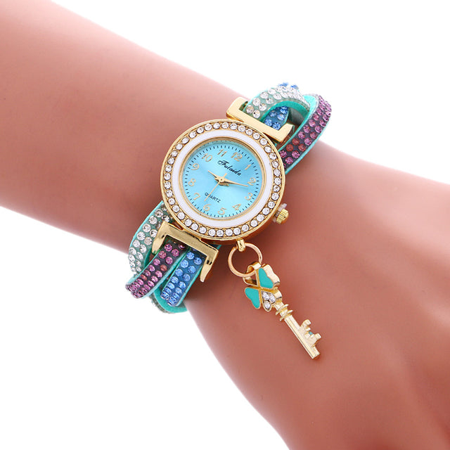 Reloj de pulsera con pulsera de diamantes y candado para mujer 