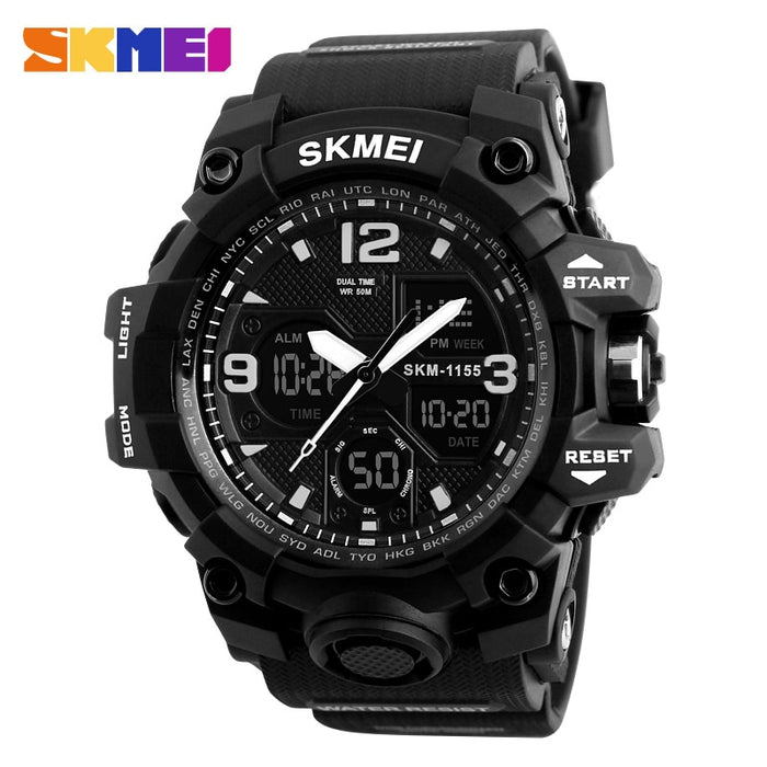 New Fashion Men Sports Watches SKMEI 1155B（2） Men Quartz Analog LED Digital Clock Man Military Waterproof Watch Relogio Masculino 1155B