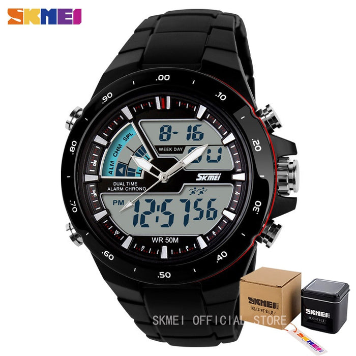 Reloj deportivo SKMEI 1016, reloj despertador informal a la moda para hombre, reloj de pulsera con pantalla Dual militar resistente al agua, reloj Masculino 