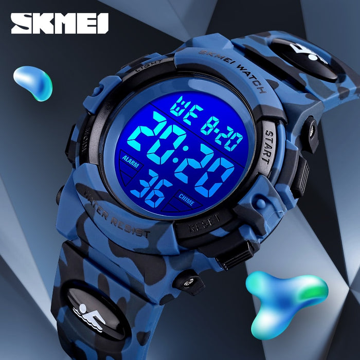 SKMEI 1548 Relojes deportivos militares para niños 50M Reloj de pulsera electrónico resistente al agua Cronómetro Reloj Reloj digital para niños y niñas 