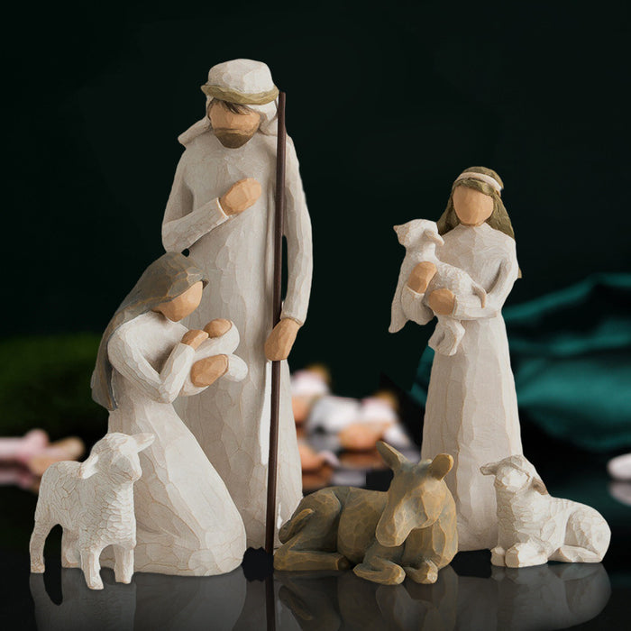 Manger Group Ornament Religious Nativity Six-Piece Ornament Resin Crafts